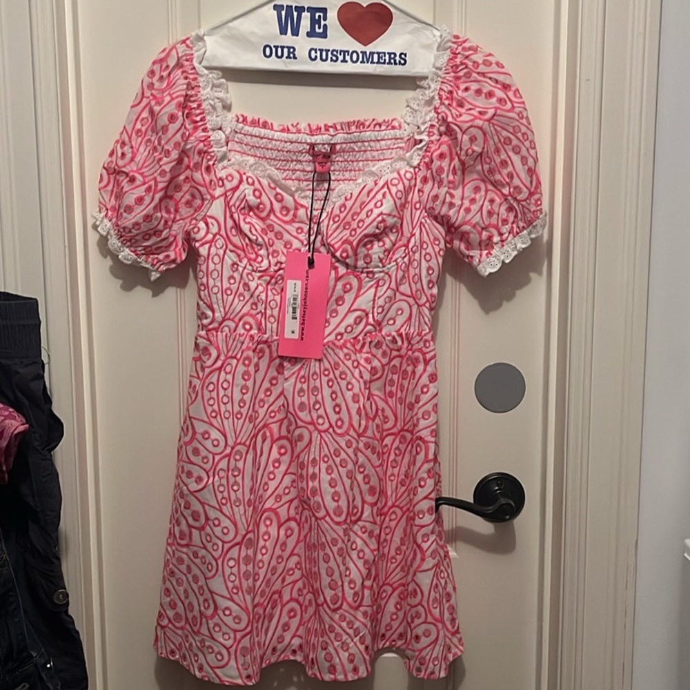 NWT Johnson Mariah Milkmaid Pinup Dress Stargazer Pink Women Sz 4 coquette girly